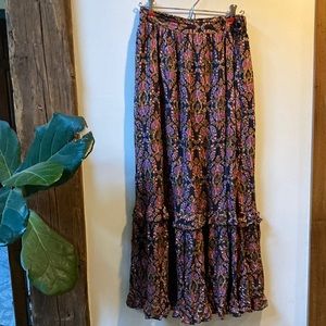 Zara paisley print metallic thread maxi skirt S